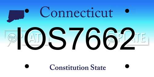 IOS7662 Connecticut License Plate