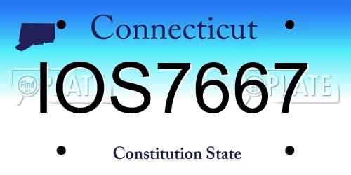 IOS7667 Connecticut License Plate
