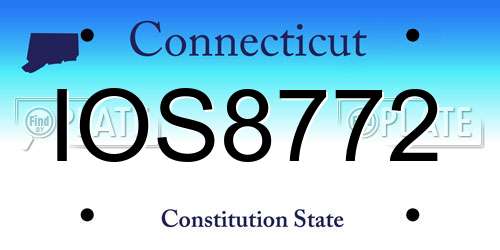 IOS8772 Connecticut License Plate