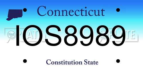 IOS8989 Connecticut License Plate