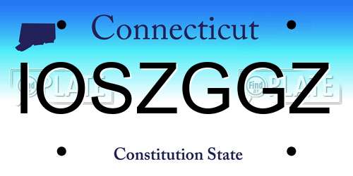 IOSZGGZ Connecticut License Plate