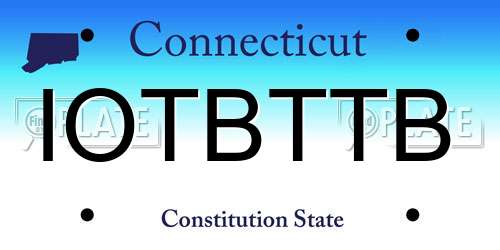 IOTBTTB Connecticut License Plate