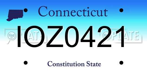 IOZ0421 Connecticut License Plate