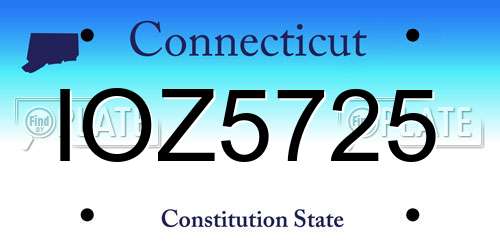 IOZ5725 Connecticut License Plate