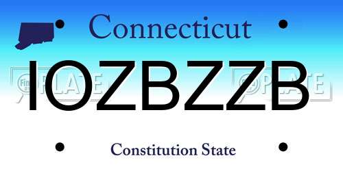 IOZBZZB Connecticut License Plate