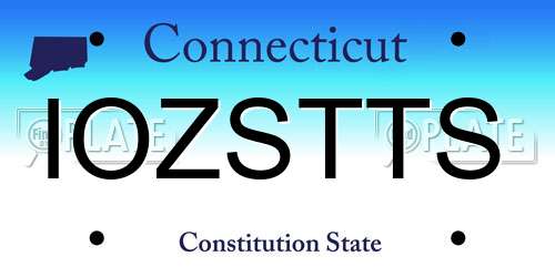 IOZSTTS Connecticut License Plate