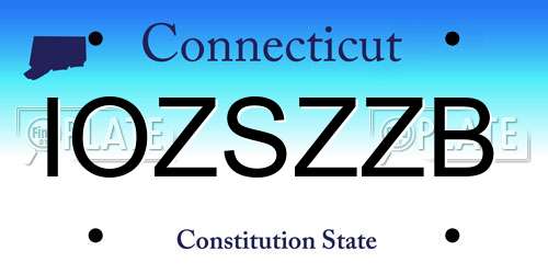 IOZSZZB Connecticut License Plate
