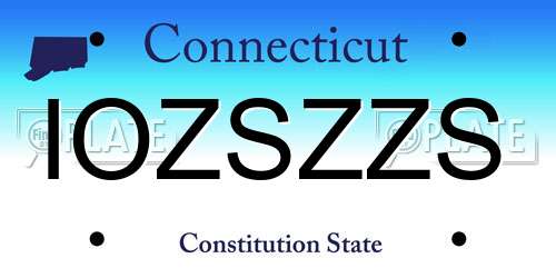 IOZSZZS Connecticut License Plate