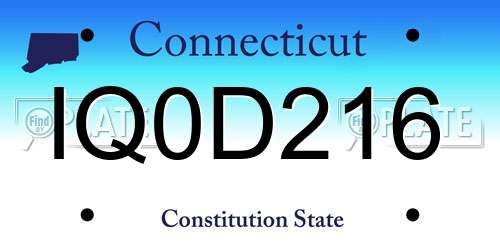 IQ0D216 Connecticut License Plate