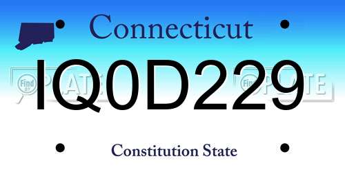 IQ0D229 Connecticut License Plate