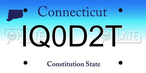 IQ0D2T Connecticut License Plate
