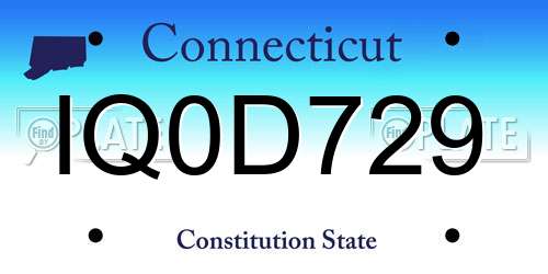 IQ0D729 Connecticut License Plate