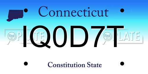 IQ0D7T Connecticut License Plate
