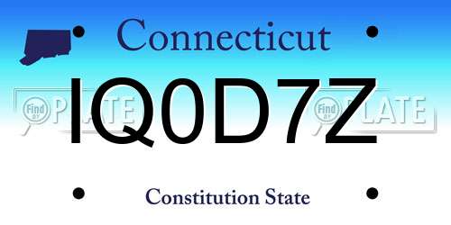 IQ0D7Z Connecticut License Plate