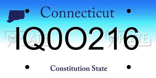IQ0O216 Connecticut License Plate