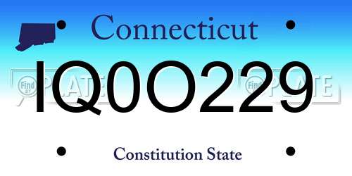 IQ0O229 Connecticut License Plate