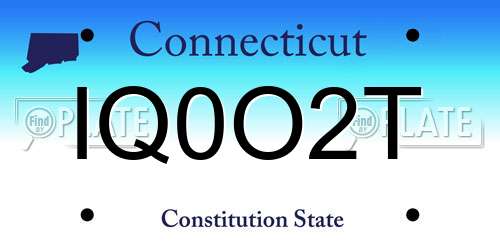 IQ0O2T Connecticut License Plate