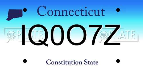 IQ0O7Z Connecticut License Plate