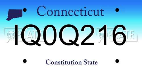 IQ0Q216 Connecticut License Plate