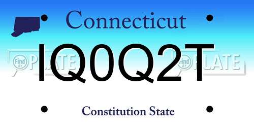 IQ0Q2T Connecticut License Plate