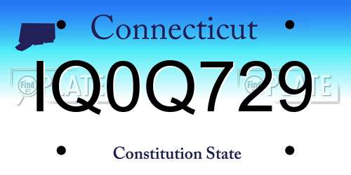 IQ0Q729 Connecticut License Plate
