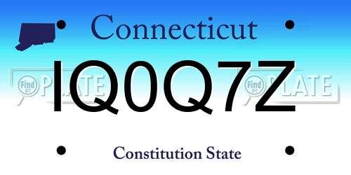 IQ0Q7Z Connecticut License Plate