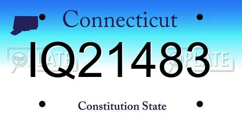 IQ21483 Connecticut License Plate
