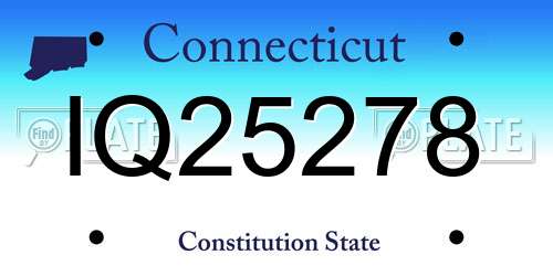 IQ25278 Connecticut License Plate