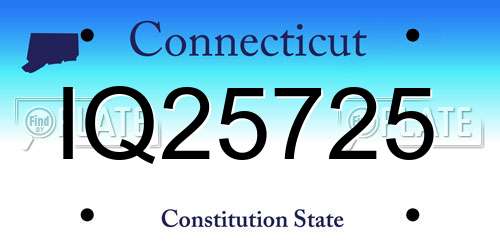 IQ25725 Connecticut License Plate