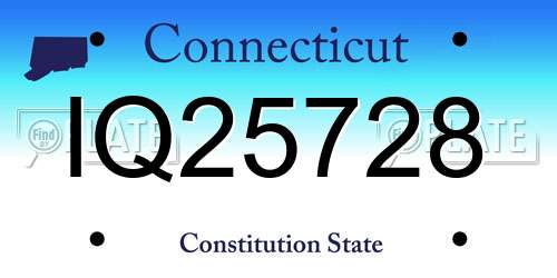 IQ25728 Connecticut License Plate