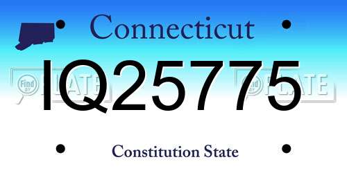 IQ25775 Connecticut License Plate