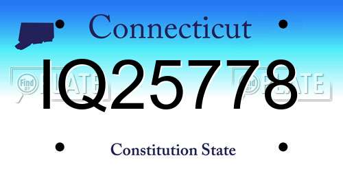 IQ25778 Connecticut License Plate