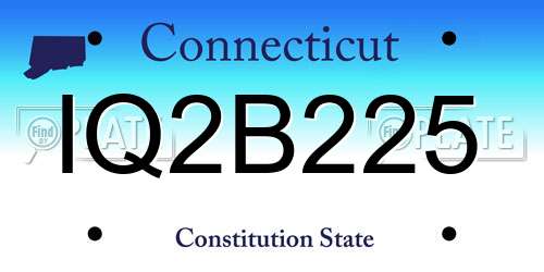 IQ2B225 Connecticut License Plate
