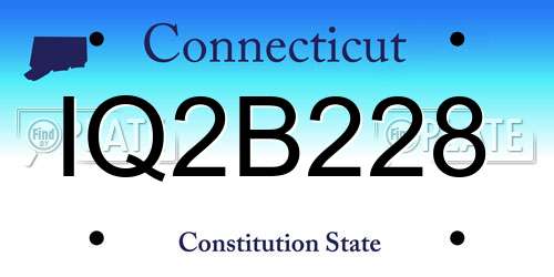 IQ2B228 Connecticut License Plate