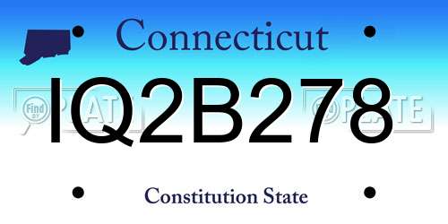 IQ2B278 Connecticut License Plate