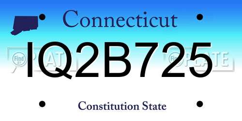 IQ2B725 Connecticut License Plate