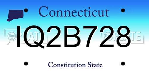 IQ2B728 Connecticut License Plate