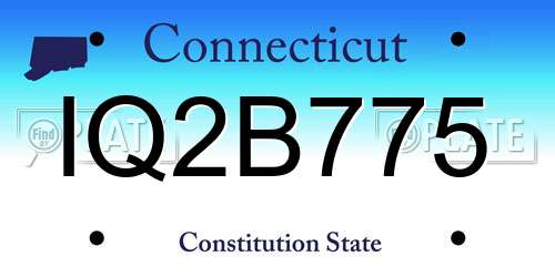 IQ2B775 Connecticut License Plate