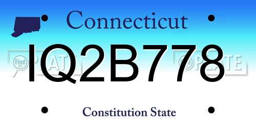 IQ2B778 Connecticut License Plate