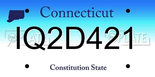 IQ2D421 Connecticut License Plate