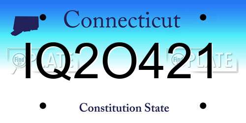 IQ2O421 Connecticut License Plate