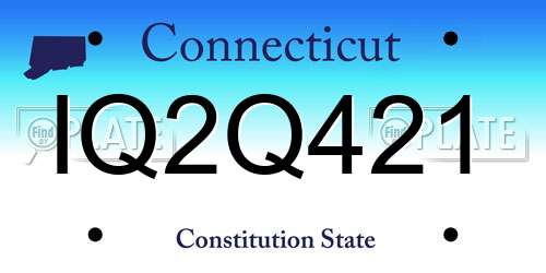 IQ2Q421 Connecticut License Plate