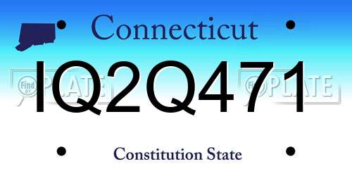 IQ2Q471 Connecticut License Plate