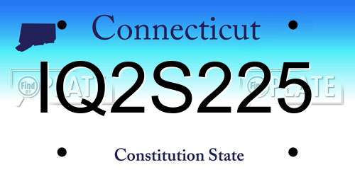 IQ2S225 Connecticut License Plate