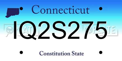 IQ2S275 Connecticut License Plate