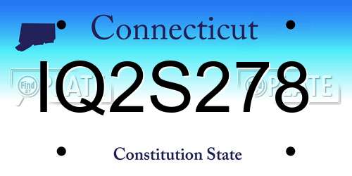 IQ2S278 Connecticut License Plate