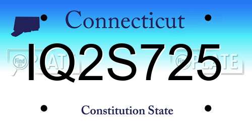 IQ2S725 Connecticut License Plate