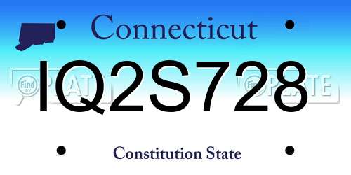 IQ2S728 Connecticut License Plate