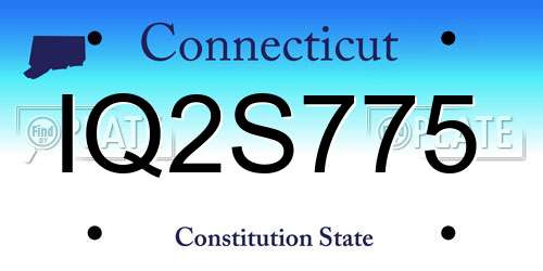 IQ2S775 Connecticut License Plate