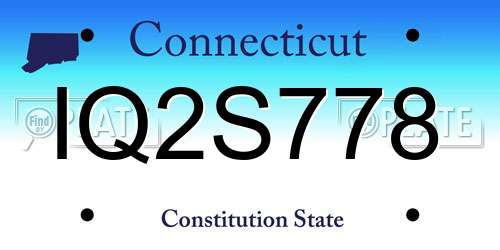 IQ2S778 Connecticut License Plate